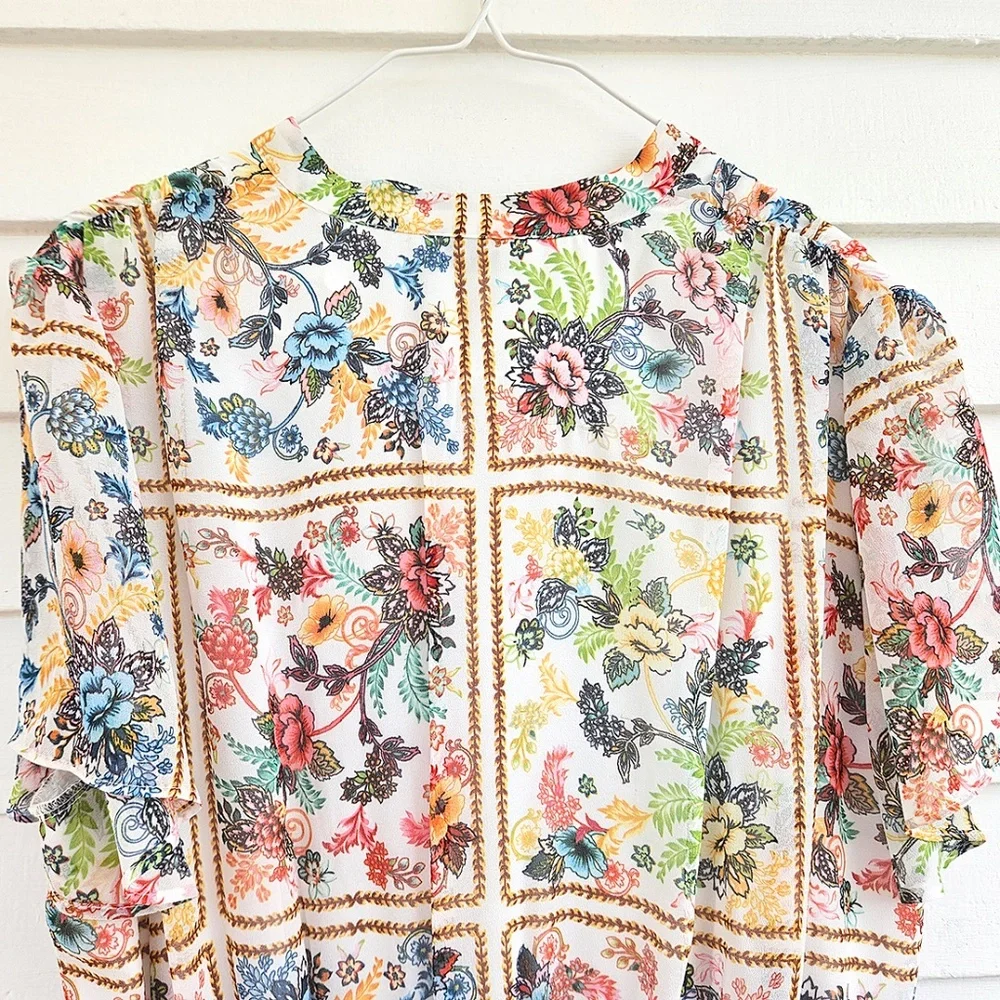 Elie Tahari Aimee Summer Palace Tiered Floral-Print Midi/Maxi Dress SIZE 14 - Picture 3 of 16